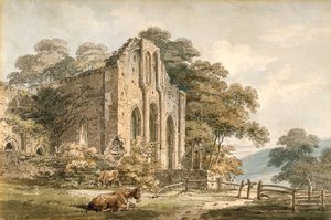 北威尔士登比郡 Valle Crucis Abbey（白色绒面纸上铅笔水彩画） 作者 托马斯·吉尔丁