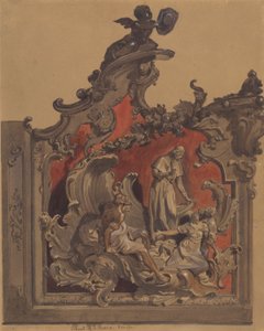 威尼斯圣罗科学院：研究弯曲装饰（笔和墨水，卫生和纸上彩色铅笔） 作者 托马斯·哈特利·克罗梅克