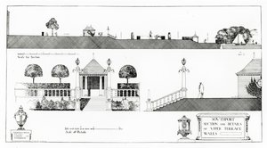 绍斯波特：托马斯·莫森（Thomas Mawson）的“城市规划研究”（Research in Town Planning）于1911年出版的上层露台和墙壁的剖面和细节