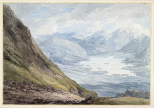 查看从Deridntwater Skiddaw（纸上铅笔wc） 作者 托马斯·赫恩