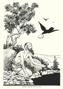 乌鸦喂养以利亚（石版画） 作者 汤玛斯·希思·罗宾逊