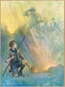 过去的英雄》，插图选自《纽恩斯知识画册》（彩色石版印刷）。