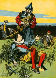 菲利普-西德尼爵士和垂死的士兵（彩色石版画） 作者 汤玛斯·希思·罗宾逊