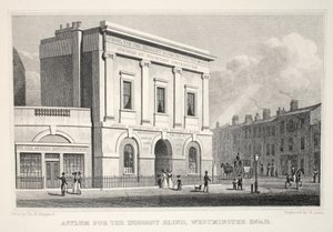 Indigent Blind，Westminster Road的避难所，来自&39;伦敦及其十九世纪的环境&39;酒吧。 Jones und Co.，1827-1829 作者 托马斯·霍斯默牧羊人