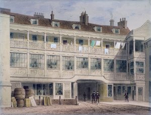 伦敦Ludgate Hill的Belle Sauvage院子，约1850年 作者 托马斯·霍斯默牧羊人
