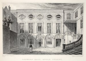 Brewer&39;s Hall，Addle Street，来自伦敦及其位于19世纪酒吧的环境。 Jones und Co.，1827-1829 作者 托马斯·霍斯默牧羊人