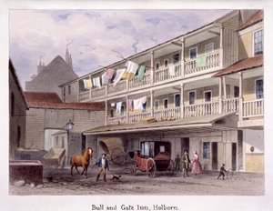 伦敦霍尔本的公牛和大门旅馆，约1850年 作者 托马斯·霍斯默牧羊人