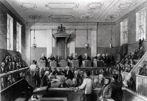 中央刑事法院，The Old Bailey，由H. Melville雕刻