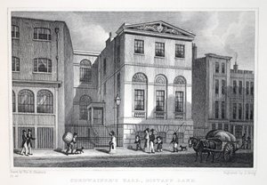 Cordwayiner&39;s Hall，Distant Lane，来自&39;伦敦及其位于十九世纪的环境&39;酒吧。 Jones und Co.，1827-1829 作者 托马斯·霍斯默牧羊人