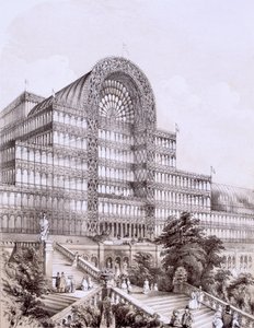 锡登纳姆的水晶宫，大礼堂的正面，约1854年。