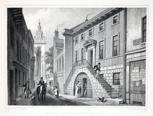 Dyer&39;s Hall，Little Elbow Lane，来自伦敦及其位于十九世纪酒吧的环境。 Jones und Co.，1827-1829 作者 托马斯·霍斯默牧羊人