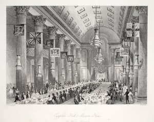 埃及大厅，豪宅，来自“伦敦室内设计及其服装和仪式”酒吧。 Joseph Mead，伦敦，c.1843（钢版画） 作者 托马斯·霍斯默牧羊人