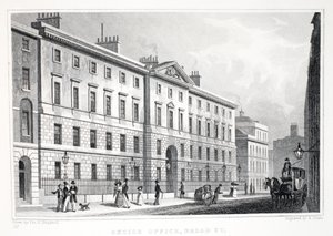 宽街的消费办公室，来自&39;伦敦及其在19世纪的周边&39;酒吧。 Jones und Co.，1827-1829 作者 托马斯·霍斯默牧羊人
