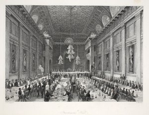 共济会的大厅，来自“伦敦室内设计及其服装和仪式”酒吧。 Joseph Mead，伦敦，c.1843（钢版画） 作者 托马斯·霍斯默牧羊人