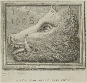 旅馆标志从Eastcheap的Boars Head酒馆，1850年