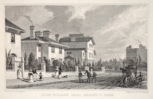 Park Village East，Regent&39;s Park，来自&39;伦敦及其位于十九世纪的环境&39;酒吧。 Jones und Co.，1827-1829 作者 托马斯·霍斯默牧羊人