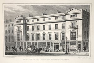 摄政街西侧的一部分，来自“伦敦及其十九世纪的环境”酒吧。 Jones und Co.，1827-1829 作者 托马斯·霍斯默牧羊人