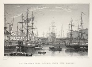 St Katherine码头，来自盆地，塔楼，伦敦及其位于十九世纪酒吧的环境。 Jones und Co.，1827-1829 作者 托马斯·霍斯默牧羊人
