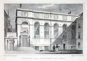 Stationer&39;s Hall，Stationer&39;s Hall Court，来自&39;伦敦及其十九世纪的环境&39;酒吧。 Jones und Co.，1827-1829 作者 托马斯·霍斯默牧羊人