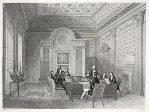 海军部董事会议室，来自“伦敦室内设计及其服装和仪式”酒吧。 Joseph Mead，伦敦，c.1843（钢版画） 作者 托马斯·霍斯默牧羊人