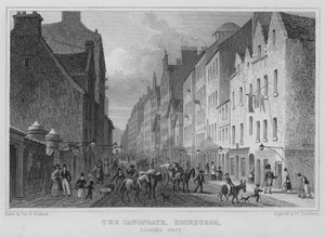 Canongate，爱丁堡，向西看（雕刻） 作者 托马斯·霍斯默牧羊人
