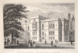 新图书馆和议会商会，来自“伦敦及其十九世纪的环境”酒吧。 Jones und Co.，1827-1829 作者 托马斯·霍斯默牧羊人