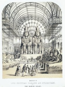 Sydenham水晶宫的努比亚法院，登记号：185-1-1855（aquatint） 作者 托马斯·霍斯默牧羊人