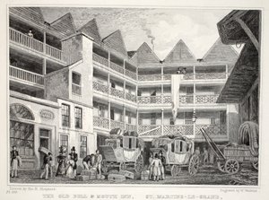 The Old Bull and Mouth Inn，St Martin&39;s le Grand，来自&39;伦敦及其十九世纪的环境&39;酒吧。 Jones und Co.，1827-1829 作者 托马斯·霍斯默牧羊人