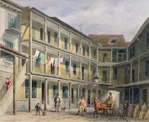 观看Blue Boar Inn码头，30号Aldgate，1850年 作者 托马斯·霍斯默牧羊人