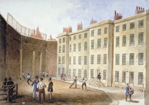 从网球场看弗利特监狱，伦敦市，1845年 作者 托马斯·霍斯默牧羊人