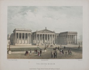 大英博物馆景色，参观者走到外面，1854年 作者 托马斯·霍斯默牧羊人