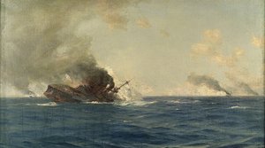 福克兰群岛海战中 "沙恩霍斯特 "号的沉没，1914 年 12 月 8 日，约 1915 年（布面油画）
