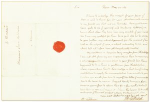 1789年5月24日，美国驻法国大使乔瓦尼·法布罗尼亲笔签名信