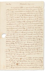 致约翰·佩奇（John Page）的亲笔签名信，1776年7月30日，费城