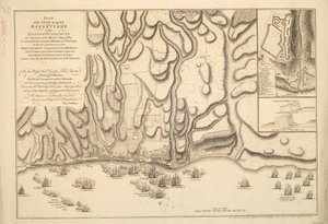 1759 年 1 月 22 日由海军准将穆尔指挥的英国皇家海军舰艇中队对瓜达尔卢普岛上的巴塞泰尔的进攻计划。