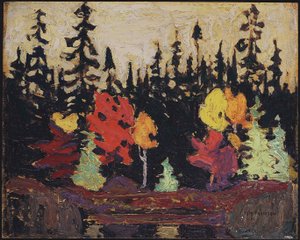 Black Spruce and Maple，1915（木板上油） 作者 汤姆汤姆森