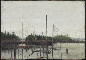 淹没之地，1912年（纸上油（带有浮雕帆布质地）在木头上） 作者 汤姆汤姆森