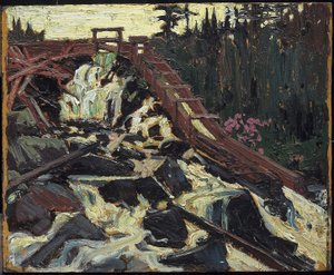 Timber Chute，1915年（复合木浆板上的油） 作者 汤姆汤姆森
