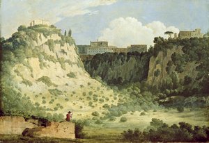 戴安娜神庙，内米，与一个牧羊人在前景中的视图，1785年