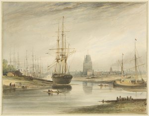 仰望河流，从 Rope Walk and Wapping 下方拍摄，约 1804 年 作者 罗伯汉长老托马斯·李森