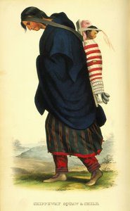 Chippeway squaw和孩子，1848年（手工彩色光刻）