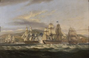 .MS Caledonia和HMS Boyne将法国舰队追赶到土伦 作者 托马斯·鲁尼