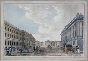 透过火星领域的百万大街和大理石宫的景色，1790年 作者 老托马斯·马尔顿