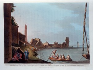 亚历山德里亚古城墙的外景，有埃及艳后针，1802年。