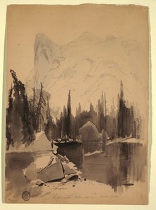 绘图，优胜美地镜湖，1872 年 作者 托马斯·莫兰