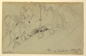 绘画，黄石公园魔鬼洞穴，1871 年 作者 托马斯·莫兰