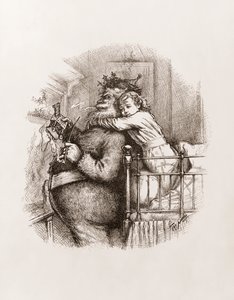 圣诞老人，托马斯-纳斯特，约1892年（黑白版画）。