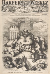 你在笑什么？"《胜者为王，败者为寇》来自《哈珀周刊》，1871年11月25日。