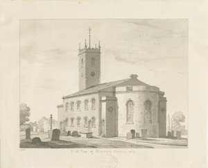 布莱克斯威奇教堂（Bloxwich Church）：棕褐色绘图，1837年 作者 托马斯·佩普洛伍德