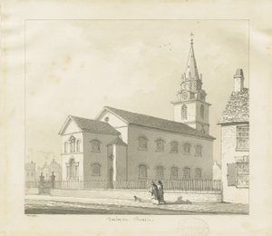 达拉斯顿教堂：棕褐色素描，1836年 作者 托马斯·佩普洛伍德